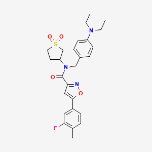 molecular formula C26H30FN3O4S B11346917 N-[4-(diethylamino)benzyl]-N-(1,1-dioxidotetrahydrothiophen-3-yl)-5-(3-fluoro-4-methylphenyl)-1,2-oxazole-3-carboxamide 