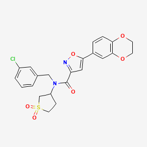 molecular formula C23H21ClN2O6S B11346947 N-(3-chlorobenzyl)-5-(2,3-dihydro-1,4-benzodioxin-6-yl)-N-(1,1-dioxidotetrahydrothiophen-3-yl)-1,2-oxazole-3-carboxamide 