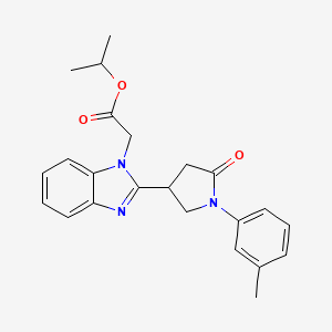 molecular formula C23H25N3O3 B11347016 propan-2-yl {2-[1-(3-methylphenyl)-5-oxopyrrolidin-3-yl]-1H-benzimidazol-1-yl}acetate 