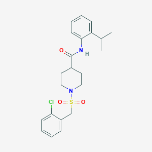 molecular formula C22H27ClN2O3S B11347020 1-[(2-chlorobenzyl)sulfonyl]-N-[2-(propan-2-yl)phenyl]piperidine-4-carboxamide 