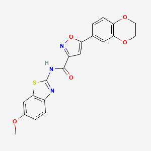 molecular formula C20H15N3O5S B11347057 5-(2,3-dihydro-1,4-benzodioxin-6-yl)-N-(6-methoxy-1,3-benzothiazol-2-yl)-1,2-oxazole-3-carboxamide 