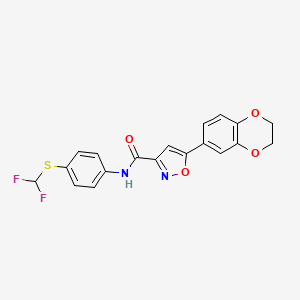 N-{4-[(difluoromethyl)sulfanyl]phenyl}-5-(2,3-dihydro-1,4-benzodioxin-6-yl)-1,2-oxazole-3-carboxamide