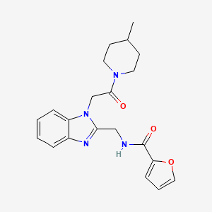 molecular formula C21H24N4O3 B11347061 N-({1-[2-(4-methylpiperidin-1-yl)-2-oxoethyl]-1H-benzimidazol-2-yl}methyl)furan-2-carboxamide 