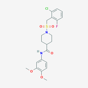 molecular formula C21H24ClFN2O5S B11347071 1-[(2-chloro-6-fluorobenzyl)sulfonyl]-N-(3,4-dimethoxyphenyl)piperidine-4-carboxamide 