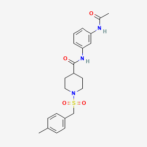 molecular formula C22H27N3O4S B11347096 N-[3-(acetylamino)phenyl]-1-[(4-methylbenzyl)sulfonyl]piperidine-4-carboxamide 