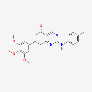 molecular formula C24H25N3O4 B11347123 2-[(4-methylphenyl)amino]-7-(3,4,5-trimethoxyphenyl)-7,8-dihydroquinazolin-5(6H)-one 