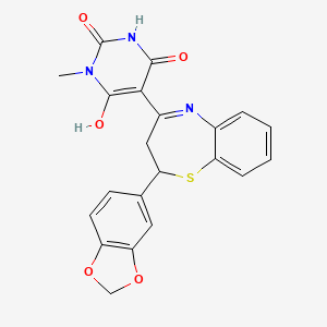 (5Z)-5-[2-(1,3-benzodioxol-5-yl)-2,3-dihydro-1,5-benzothiazepin-4(5H)-ylidene]-6-hydroxy-3-methylpyrimidine-2,4(3H,5H)-dione