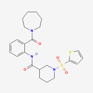 molecular formula C23H29N3O4S2 B11347246 N-[2-(azepan-1-ylcarbonyl)phenyl]-1-(thiophen-2-ylsulfonyl)piperidine-3-carboxamide 