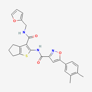 molecular formula C25H23N3O4S B11347263 5-(3,4-dimethylphenyl)-N-{3-[(furan-2-ylmethyl)carbamoyl]-5,6-dihydro-4H-cyclopenta[b]thiophen-2-yl}-1,2-oxazole-3-carboxamide 