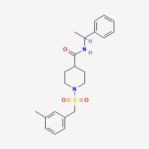 molecular formula C22H28N2O3S B11347270 1-[(3-methylbenzyl)sulfonyl]-N-(1-phenylethyl)piperidine-4-carboxamide 