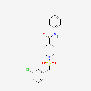 molecular formula C20H23ClN2O3S B11347278 1-[(3-chlorobenzyl)sulfonyl]-N-(4-methylphenyl)piperidine-4-carboxamide 