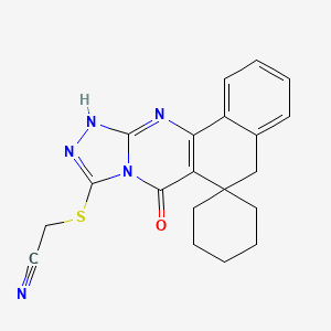 [(7-oxo-7,11-dihydro-5H-spiro[benzo[h][1,2,4]triazolo[3,4-b]quinazoline-6,1'-cyclohexan]-9-yl)sulfanyl]acetonitrile