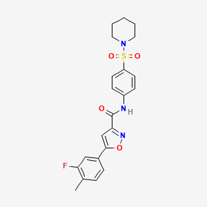 molecular formula C22H22FN3O4S B11347316 5-(3-fluoro-4-methylphenyl)-N-[4-(piperidin-1-ylsulfonyl)phenyl]-1,2-oxazole-3-carboxamide 