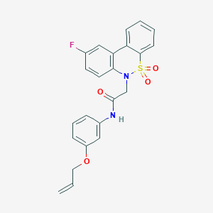 molecular formula C23H19FN2O4S B11347339 N-[3-(allyloxy)phenyl]-2-(9-fluoro-5,5-dioxido-6H-dibenzo[c,e][1,2]thiazin-6-yl)acetamide 