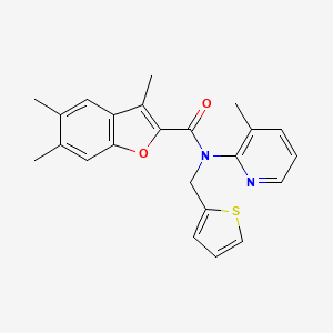 3,5,6-trimethyl-N-(3-methylpyridin-2-yl)-N-(thiophen-2-ylmethyl)-1-benzofuran-2-carboxamide