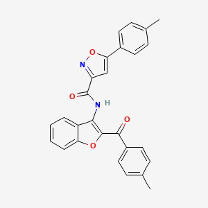 molecular formula C27H20N2O4 B11347347 5-(4-methylphenyl)-N-{2-[(4-methylphenyl)carbonyl]-1-benzofuran-3-yl}-1,2-oxazole-3-carboxamide 