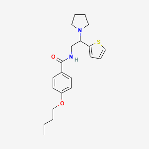 molecular formula C21H28N2O2S B11347353 4-butoxy-N-[2-(pyrrolidin-1-yl)-2-(thiophen-2-yl)ethyl]benzamide 