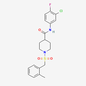 molecular formula C20H22ClFN2O3S B11347358 N-(3-chloro-4-fluorophenyl)-1-[(2-methylbenzyl)sulfonyl]piperidine-4-carboxamide 