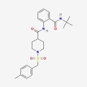 molecular formula C25H33N3O4S B11347397 N-[2-(tert-butylcarbamoyl)phenyl]-1-[(4-methylbenzyl)sulfonyl]piperidine-4-carboxamide 