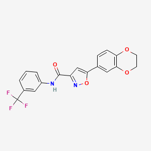 molecular formula C19H13F3N2O4 B11347412 5-(2,3-dihydro-1,4-benzodioxin-6-yl)-N-[3-(trifluoromethyl)phenyl]-1,2-oxazole-3-carboxamide 