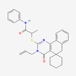 2-{[4-oxo-3-(prop-2-en-1-yl)-4,6-dihydro-3H-spiro[benzo[h]quinazoline-5,1'-cyclohexan]-2-yl]sulfanyl}-N-phenylpropanamide