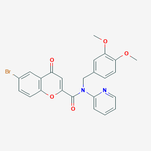 molecular formula C24H19BrN2O5 B11347448 6-bromo-N-(3,4-dimethoxybenzyl)-4-oxo-N-(pyridin-2-yl)-4H-chromene-2-carboxamide 