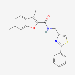 molecular formula C22H20N2O2S B11347470 3,4,6-trimethyl-N-[(2-phenyl-1,3-thiazol-4-yl)methyl]-1-benzofuran-2-carboxamide 