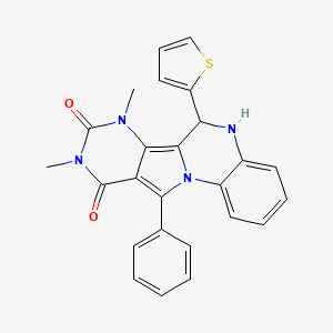 molecular formula C25H20N4O2S B11347493 12,14-dimethyl-17-phenyl-9-thiophen-2-yl-1,8,12,14-tetrazatetracyclo[8.7.0.02,7.011,16]heptadeca-2,4,6,10,16-pentaene-13,15-dione 