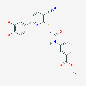 Ethyl 3-[({[3-cyano-6-(3,4-dimethoxyphenyl)pyridin-2-yl]sulfanyl}acetyl)amino]benzoate