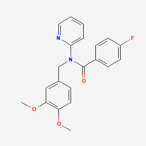 molecular formula C21H19FN2O3 B11347530 N-(3,4-dimethoxybenzyl)-4-fluoro-N-(pyridin-2-yl)benzamide 