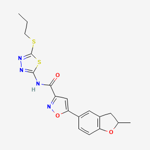 5-(2-methyl-2,3-dihydro-1-benzofuran-5-yl)-N-[5-(propylsulfanyl)-1,3,4-thiadiazol-2-yl]-1,2-oxazole-3-carboxamide