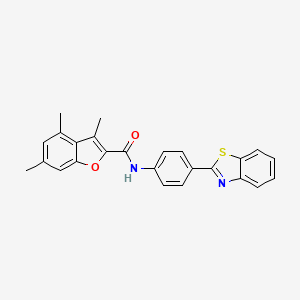 molecular formula C25H20N2O2S B11347556 N-[4-(1,3-benzothiazol-2-yl)phenyl]-3,4,6-trimethyl-1-benzofuran-2-carboxamide 