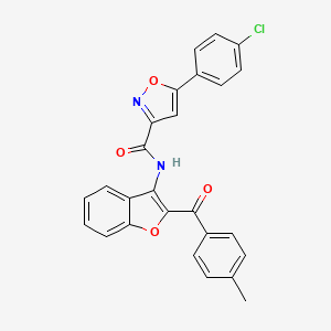 molecular formula C26H17ClN2O4 B11347572 5-(4-chlorophenyl)-N-{2-[(4-methylphenyl)carbonyl]-1-benzofuran-3-yl}-1,2-oxazole-3-carboxamide 