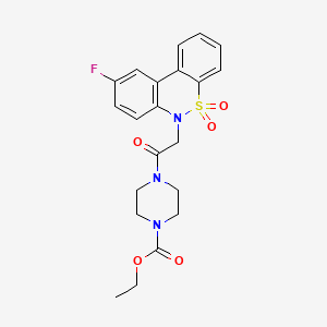 Ethyl 4-[(9-fluoro-5,5-dioxido-6H-dibenzo[C,E][1,2]thiazin-6-YL)acetyl]-1-piperazinecarboxylate