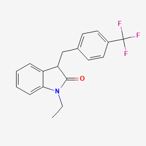 molecular formula C18H16F3NO B11347738 1-ethyl-3-[4-(trifluoromethyl)benzyl]-1,3-dihydro-2H-indol-2-one 