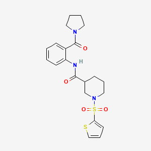 molecular formula C21H25N3O4S2 B11347760 N-[2-(pyrrolidin-1-ylcarbonyl)phenyl]-1-(thiophen-2-ylsulfonyl)piperidine-3-carboxamide 