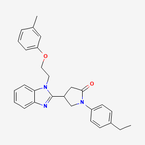 molecular formula C28H29N3O2 B11347777 1-(4-ethylphenyl)-4-{1-[2-(3-methylphenoxy)ethyl]-1H-benzimidazol-2-yl}pyrrolidin-2-one 