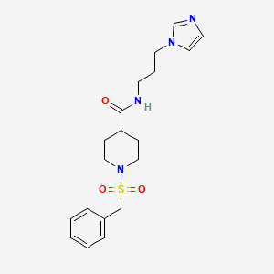 molecular formula C19H26N4O3S B11347846 1-(benzylsulfonyl)-N-[3-(1H-imidazol-1-yl)propyl]piperidine-4-carboxamide 