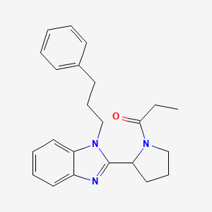 molecular formula C23H27N3O B11347853 1-{2-[1-(3-phenylpropyl)-1H-benzimidazol-2-yl]pyrrolidin-1-yl}propan-1-one 