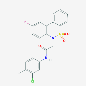 N-(3-chloro-4-methylphenyl)-2-(9-fluoro-5,5-dioxido-6H-dibenzo[c,e][1,2]thiazin-6-yl)acetamide