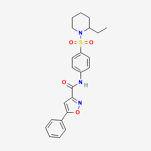 molecular formula C23H25N3O4S B11347981 N-{4-[(2-ethylpiperidin-1-yl)sulfonyl]phenyl}-5-phenyl-1,2-oxazole-3-carboxamide 