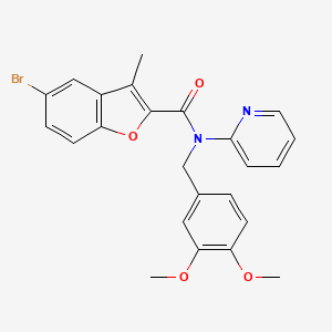 molecular formula C24H21BrN2O4 B11348055 5-bromo-N-(3,4-dimethoxybenzyl)-3-methyl-N-(pyridin-2-yl)-1-benzofuran-2-carboxamide 