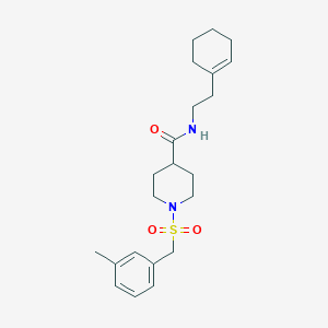 molecular formula C22H32N2O3S B11348066 N-[2-(cyclohex-1-en-1-yl)ethyl]-1-[(3-methylbenzyl)sulfonyl]piperidine-4-carboxamide 