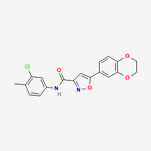 molecular formula C19H15ClN2O4 B11348152 N-(3-chloro-4-methylphenyl)-5-(2,3-dihydro-1,4-benzodioxin-6-yl)-1,2-oxazole-3-carboxamide 