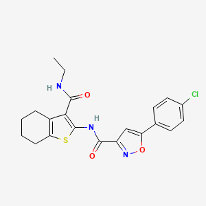 molecular formula C21H20ClN3O3S B11348241 5-(4-chlorophenyl)-N-[3-(ethylcarbamoyl)-4,5,6,7-tetrahydro-1-benzothiophen-2-yl]-1,2-oxazole-3-carboxamide 