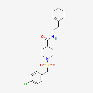 molecular formula C21H29ClN2O3S B11348249 1-[(4-chlorobenzyl)sulfonyl]-N-[2-(cyclohex-1-en-1-yl)ethyl]piperidine-4-carboxamide 