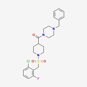 molecular formula C24H29ClFN3O3S B11348255 (4-Benzylpiperazin-1-yl){1-[(2-chloro-6-fluorobenzyl)sulfonyl]piperidin-4-yl}methanone 