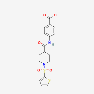 molecular formula C18H20N2O5S2 B11348311 Methyl 4-({[1-(thiophen-2-ylsulfonyl)piperidin-4-yl]carbonyl}amino)benzoate 