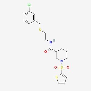 molecular formula C19H23ClN2O3S3 B11348329 N-{2-[(3-chlorobenzyl)sulfanyl]ethyl}-1-(thiophen-2-ylsulfonyl)piperidine-3-carboxamide 