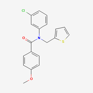 molecular formula C19H16ClNO2S B11348357 N-(3-chlorophenyl)-4-methoxy-N-(thiophen-2-ylmethyl)benzamide 